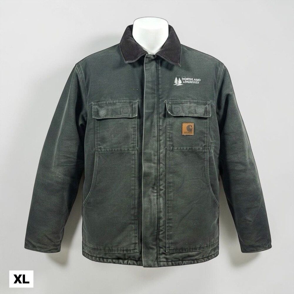 Vintage Carhartt Jacket Coat Mens XL‎ C26 MOS Green Quilted Y2K 2000s Distressed